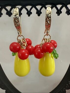 🧡Yellow, Green and Red Fruit Drop Earrings 14K Gold Plated🧡